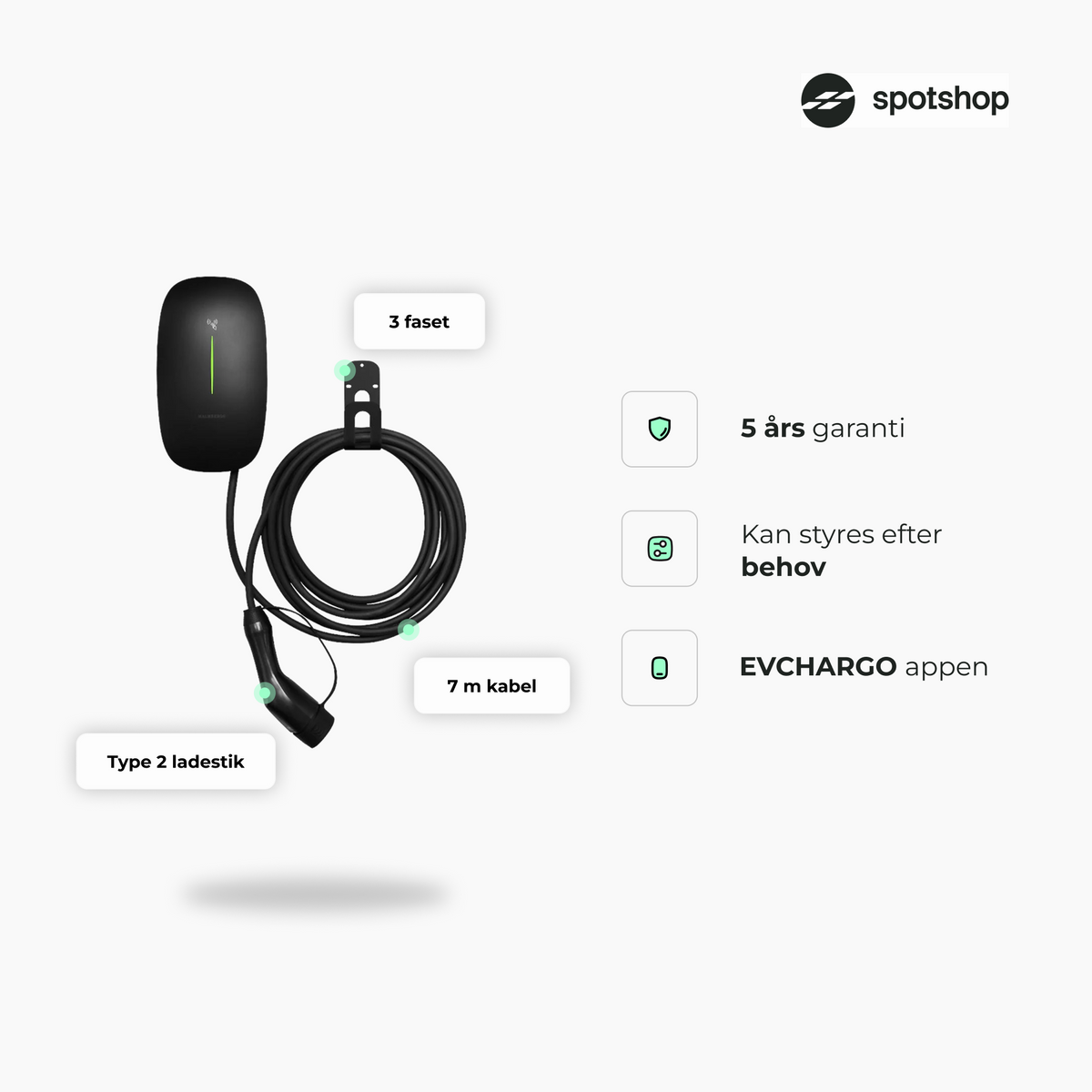 Evon One Plus 11 kW – med 7 meter kabel