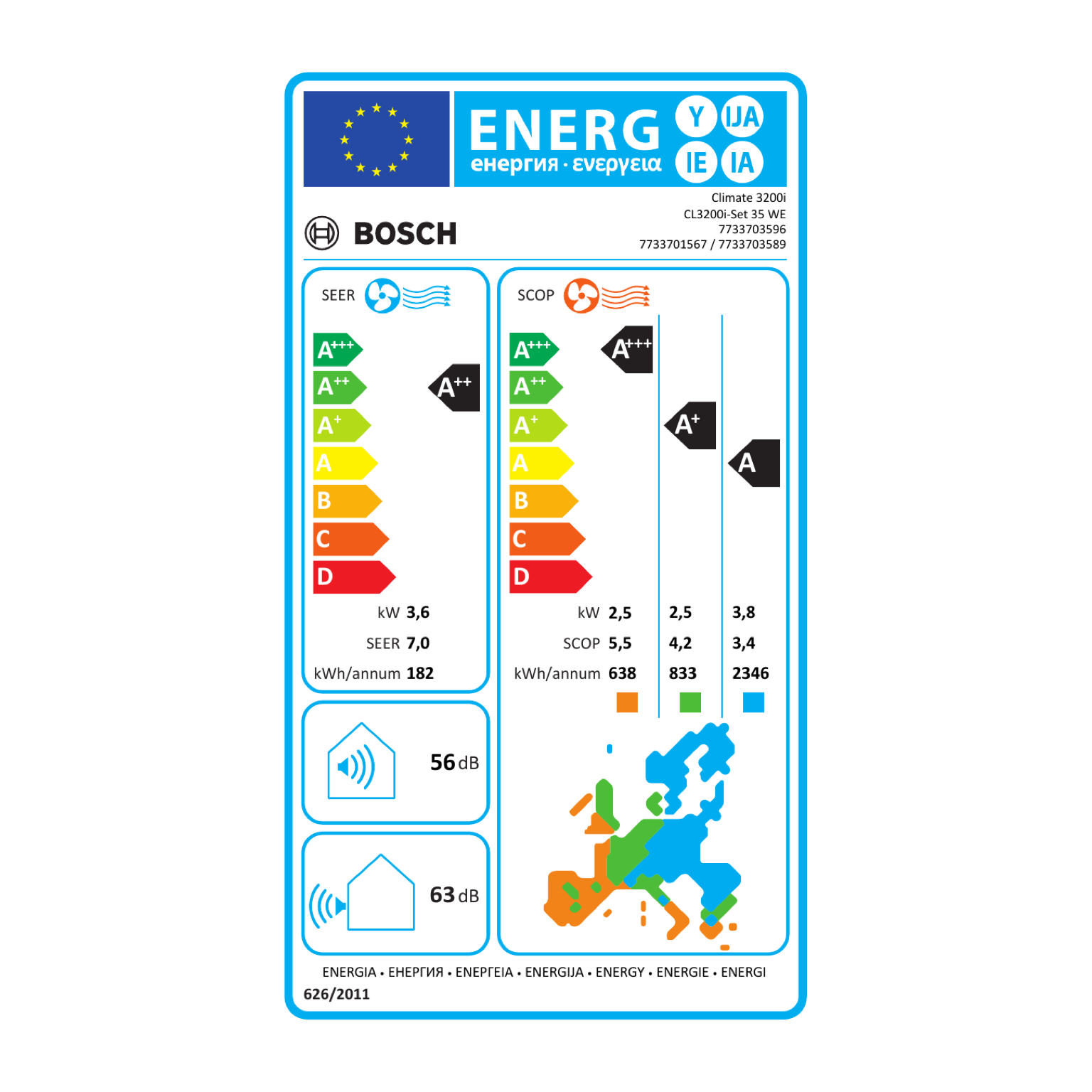 Energimærke for Bosch Climate 3200i 35 WE