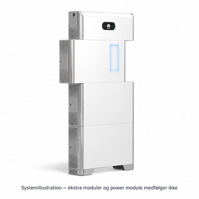 Illustration af Huawei LUNA2000 S0-systemets modulopbygning – ekstra batterimoduler og power module medfølger ikke