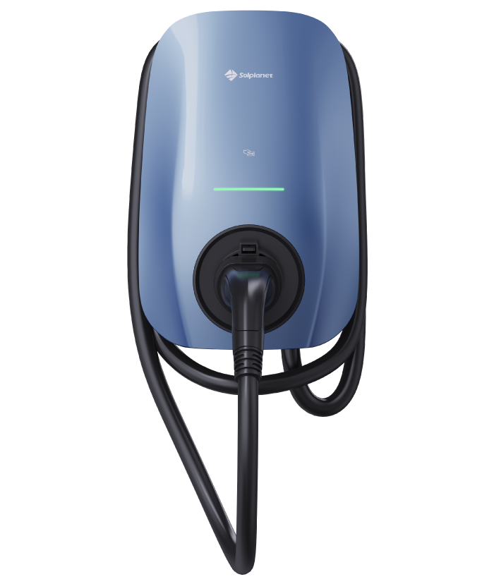 Solplanet SOL APOLLO ladeboks med fast 7,5 meter Type 2-kabel set forfra