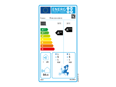 Energimærke for Vaillant aroTHERM plus 5 kW