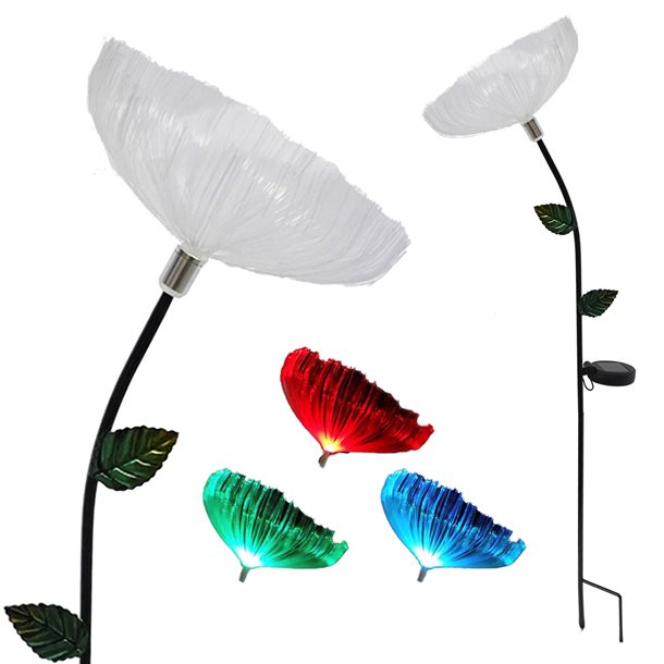 Dandelion en dekorativ solcellelampe med fiberoptik og farveskift #GL091EZ  