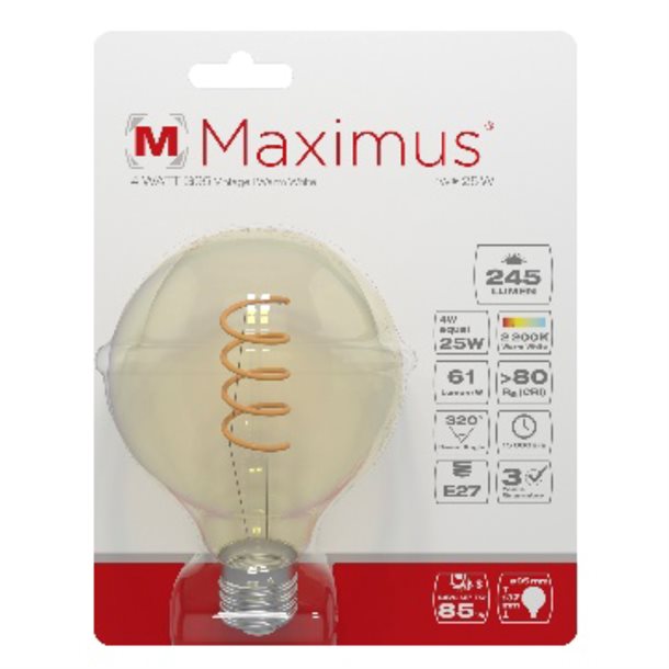 4W Dekorativ Globe 95 LED pære #FG24V1N27B1M
