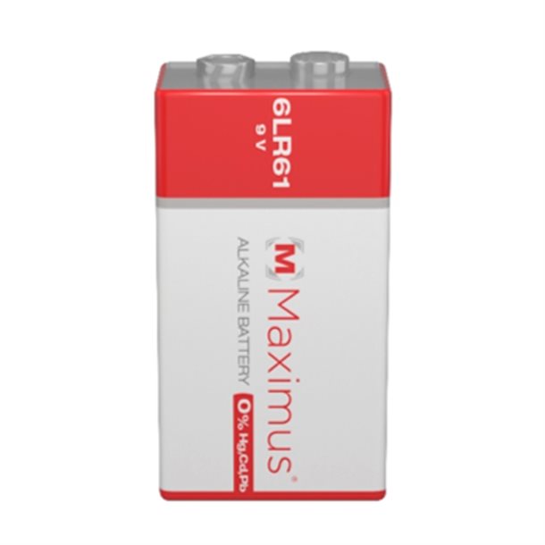 Billede af UDSALG - MAXIMUS Alkaline batteri 9 volt 1 stk. - Elektronik > Batterier - Maximus - Spotshop