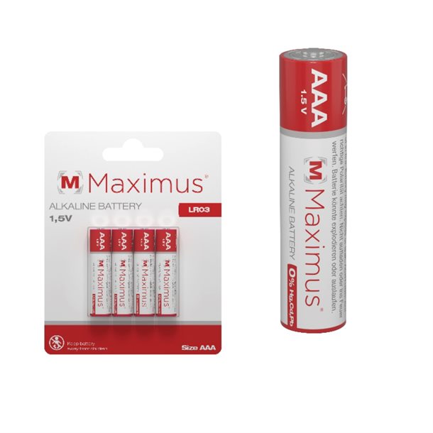 UDSALG - 4. stk alkaline batterier classic AAA 1,5 volt - Spotshop special - Maximus - Spotshop