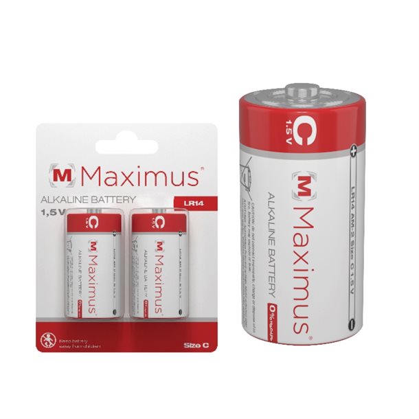 MAXIMUS Alkaline batteri Classic C 1,5 volt 2 stk. - Elektronik > Batterier - Maximus - Spotshop