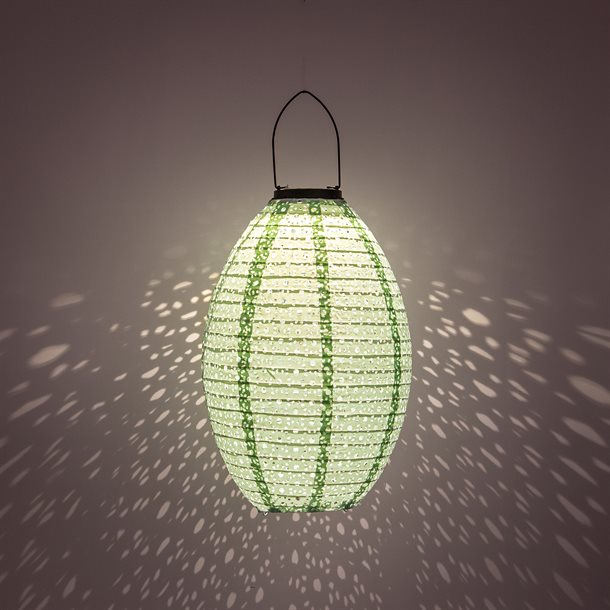 Billede af UDSALG - Dekorativ oval solcellelampe i i perforeret stof, i grøn farve - Udendørsbelysning > Solcellelamper > Dekorationsbelysning - Anna's Collection - Spotshop