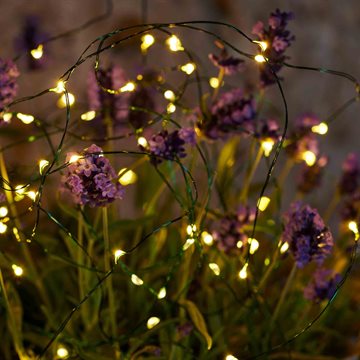 Sirius Knirke – en batterilyskæde med 40 LED på 3,9 meter med grønne metaltråde SIR30830