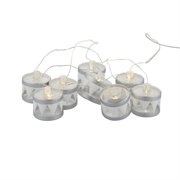 UDSALG - Sirius Elly Garland SØLV  -  lyskæde med 8 glastrommer med LED-lys - Jul og vinter > Dekorationsbelysning indendørs - SIRIUS - Spotshop
