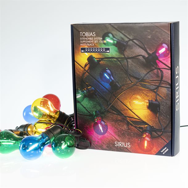 Sirius Tobias forlængersæt - lyskæde med 10 multifarvede LED-pærer - Lyskæder > Lyskæder udendørs - SIRIUS - Spotshop