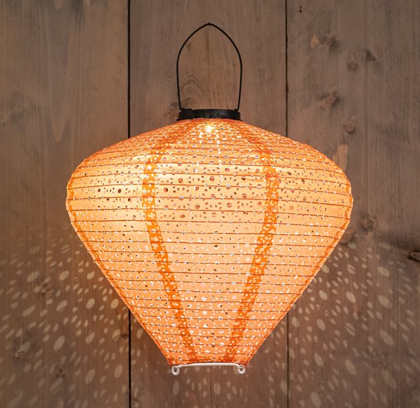 Billede af UDSALG - Dekorativ pæreformet solcellelampe i perforeret stof, i lyserød farve - Udendørsbelysning > Solcellelamper > Dekorationsbelysning - Anna's Collection - Spotshop