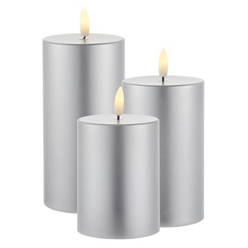 Sirius Sille Exclusive LED-stearinlys sølv 3 stk. 