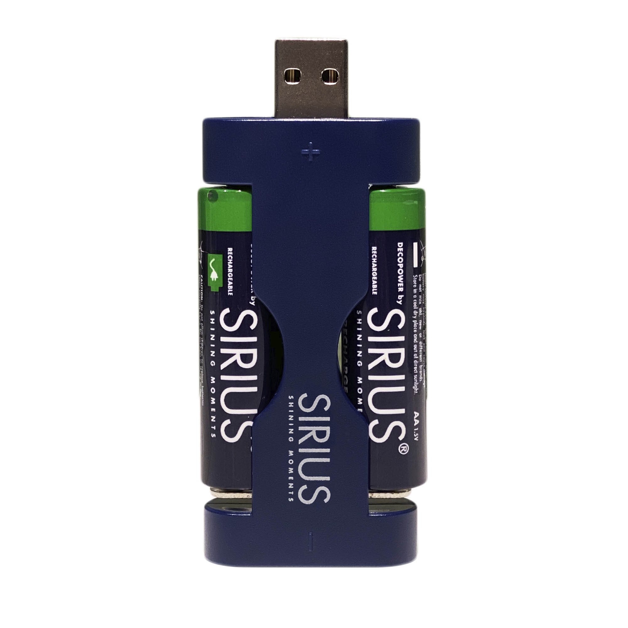USB-oplader inkl. 4 stk. AA genopladelige batterier