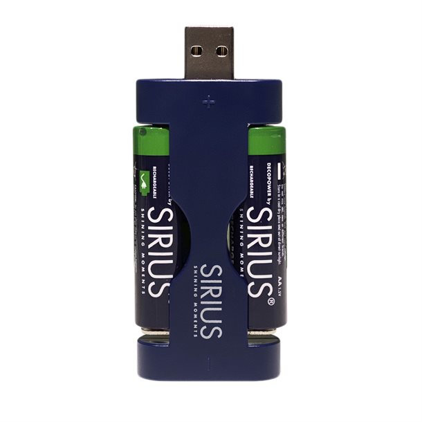 UDSALG - Sirius USB-oplader inkl. 4 stk. AA genopladelige batterier - Spotshop special - SIRIUS - Spotshop