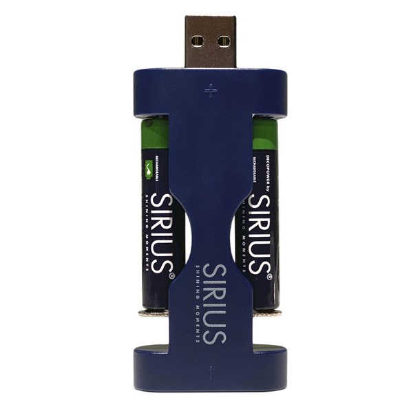 UDSALG - Sirius USB-oplader inkl. 4 stk. AAA genopladelige batterier - Spotshop special - SIRIUS - Spotshop
