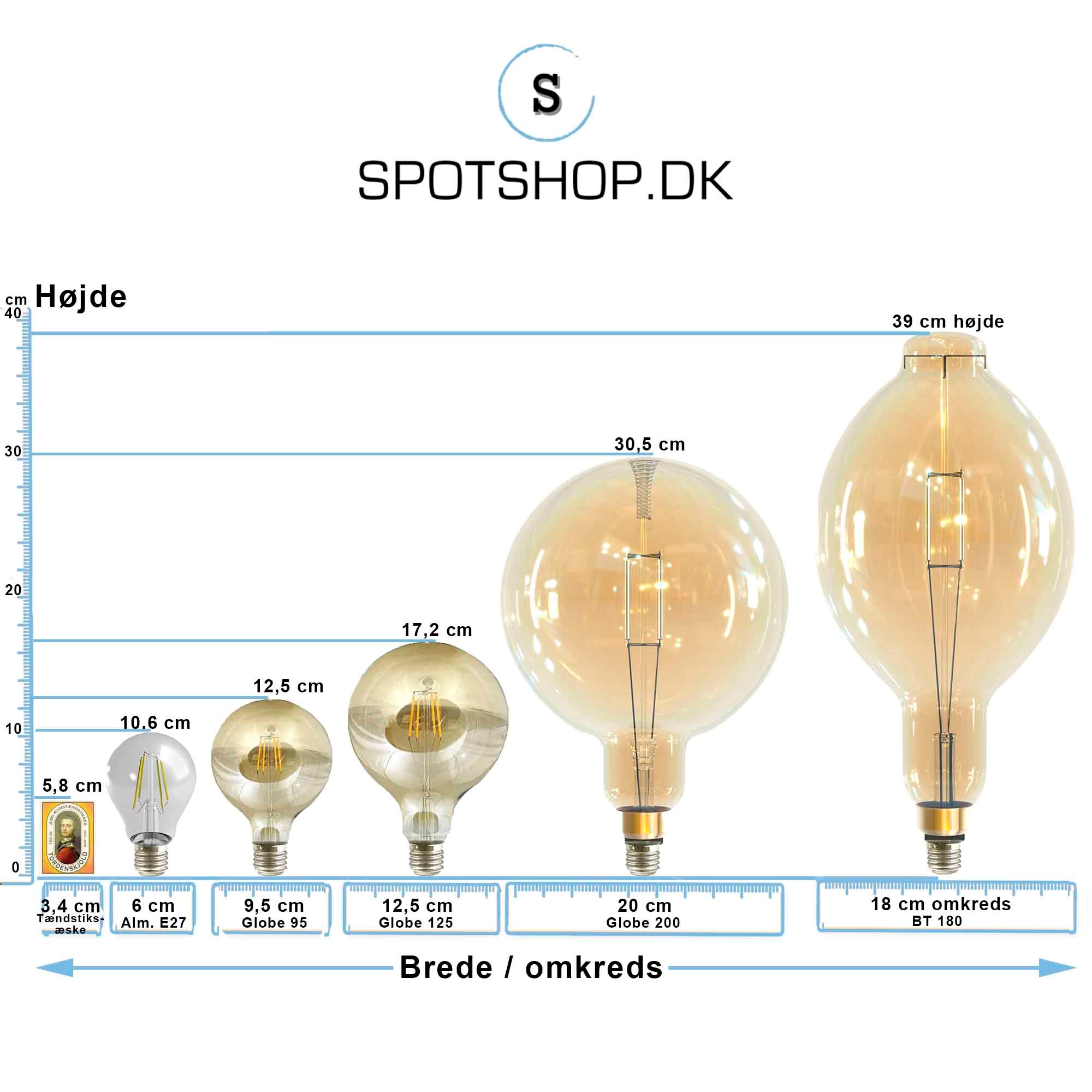 Maximus Kæmpe dekorativ LED-pære som en stor glødepære i gylden glas - 350 lumen Filament