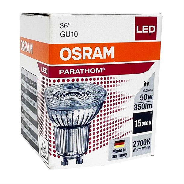 Osram LED GU10 glas spot 350 lumen - (svarer til 50W) C10582394