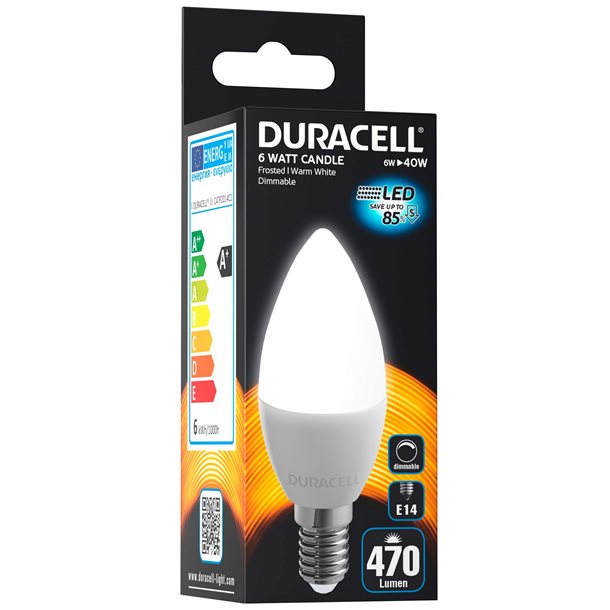 Duracell® LED filament kerte pære E14 med 250 lumen - (svarer til 25W) C47F2D14C1  