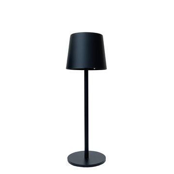 Genopladelig bordlampe med kelvin-skift, trinløst dæmpning, 27,5 cm høj, i sort farve - IP44