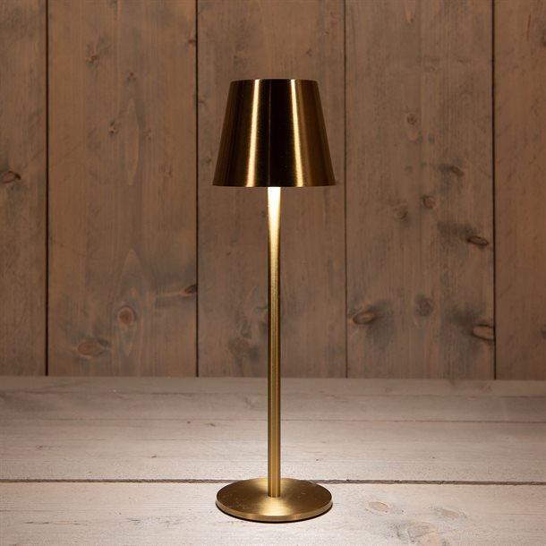 Genopladelig bordlampe med kelvin-skift, trinløst dæmpning, 36,5 cm høj, i Guld / Messing farve - IP44CB218497