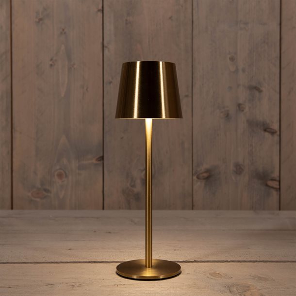 Genopladelig bordlampe med kelvin-skift, trinløst dæmpning, 27,5 cm høj, i Guld / Messing farve - IP44 CB218507