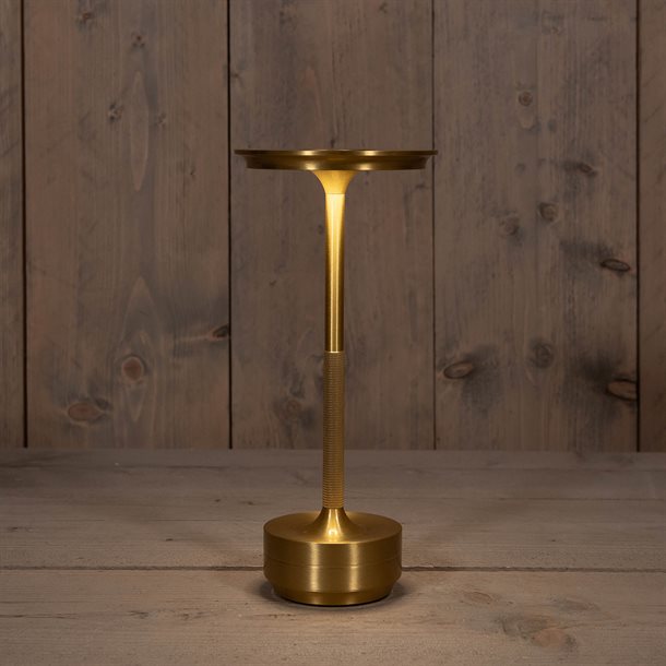 Genopladelig bordlampe med kelvin-skift, trinløst dæmpning, 28 cm høj, i guld/messing farve - IP44 CB218647