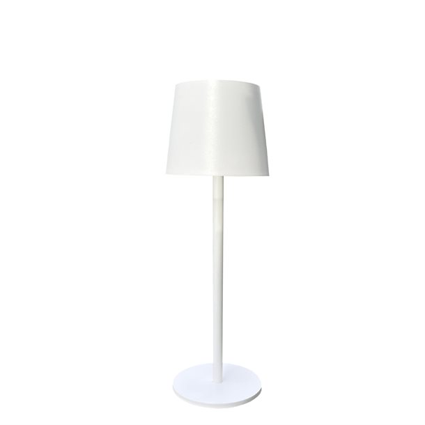 Genopladelig bordlampe med kelvin-skift, trinløst dæmpning, 27,5 cm høj, i hvid farve - IP44