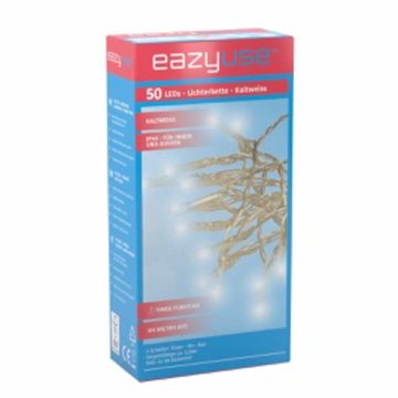 Batteridrevet lyskæde, 5,2 meter med 50 LED'er udendørs kold hvid DL-S001EZU