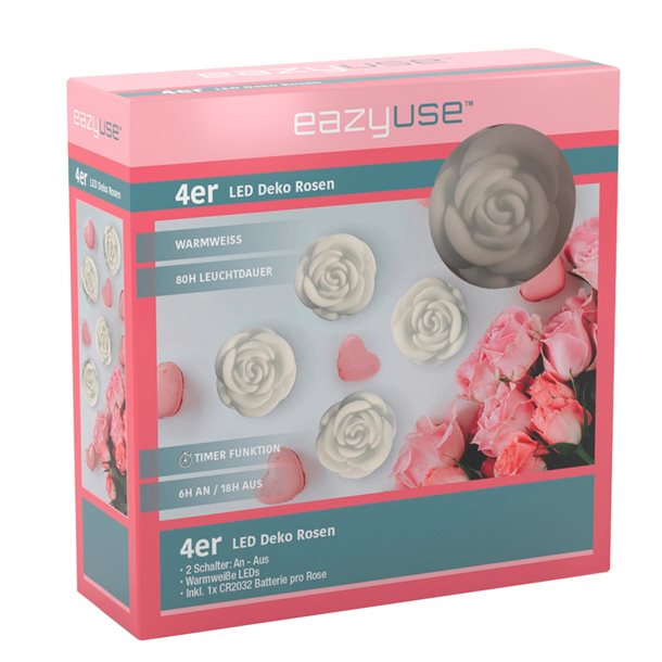Batteridrevet dekorations hvide roser uden ledning DL021EZU