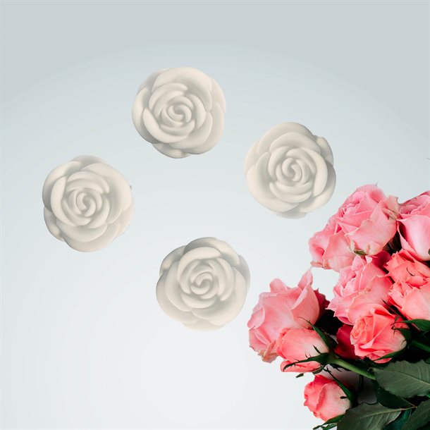 Batteridrevet LED roser i varm hvid med flicker effekt - sæt med 4 stk. - Jul og vinter > Dekorationsbelysning indendørs - Eazyuse - Spotshop