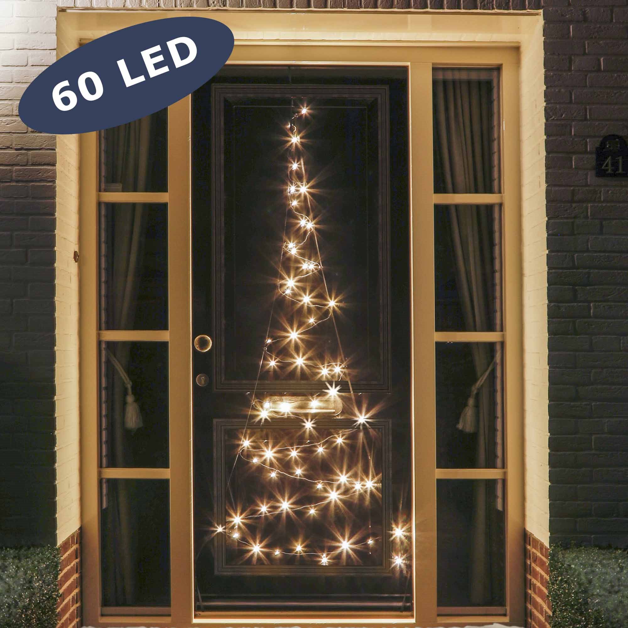 LED juletræ til dør - 60 LED'er i varm hvid - 2,1 meter