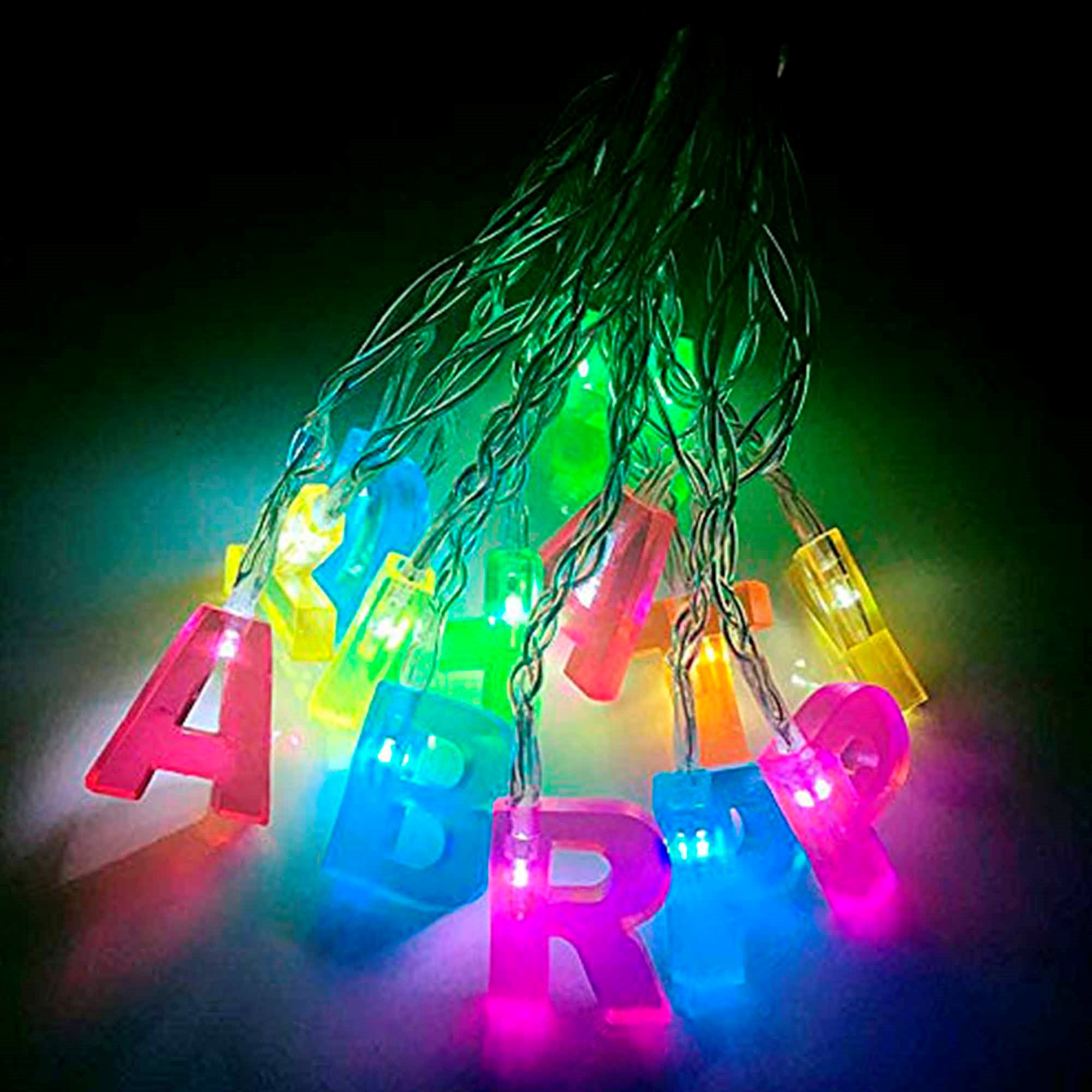 BIRTHDAY - Lyskæde med kulørte LED-oplyste bogstaver