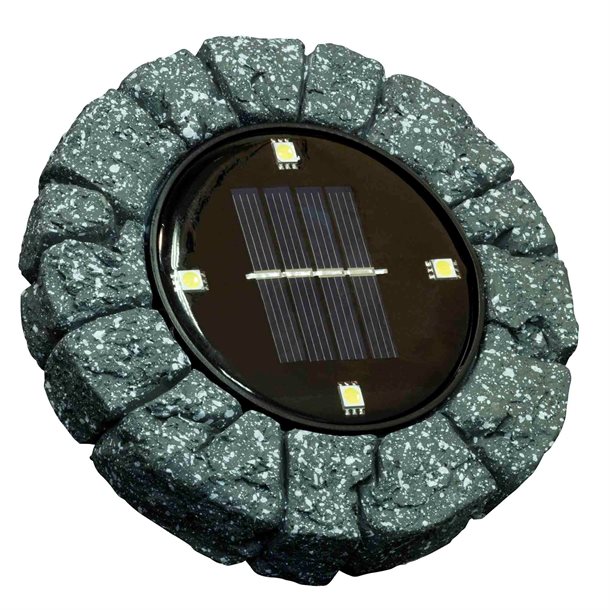 Billede af UDSALG - eZsolar 2 stk. LED solcelle jordspot i rustik sten design - Udendørsbelysning > Havelamper på solceller - eZsolar - Spotshop