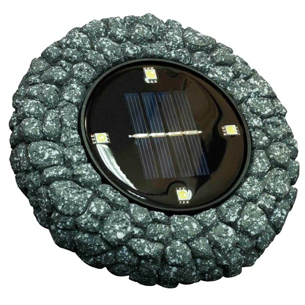 2 stk. LED solcelle jordspot i rustik sten design #GL078GEZ