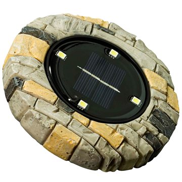 2 stk. LED solcelle jordspot med små sten i beige