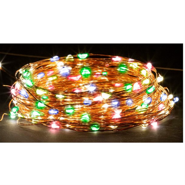Solcellebelysning String Light - 100 RGB LEDs med eksternet solpanel