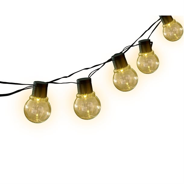 eZsolar Solcelle lyskæde til parasol med 10 små dekorative LED-pærer i varm hvid farve 