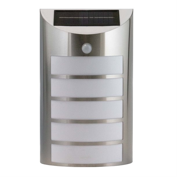 Billede af UDSALG - Sensorstyret solcelle væglampe i hvid plast og rustfrit stål 50 lumen - Udendørsbelysning > Solcellelamper > Solcelle væglamper - eZsolar - Spotshop