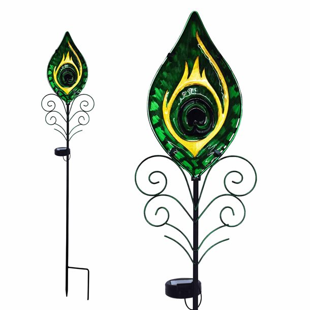 Påfugleøjet i farven grøn  -  Ricardo en dekorativ solcellelampe fra eZsolar - Udendørsbelysning > Solcellelamper > Dekorationsbelysning - eZsolar - Spotshop