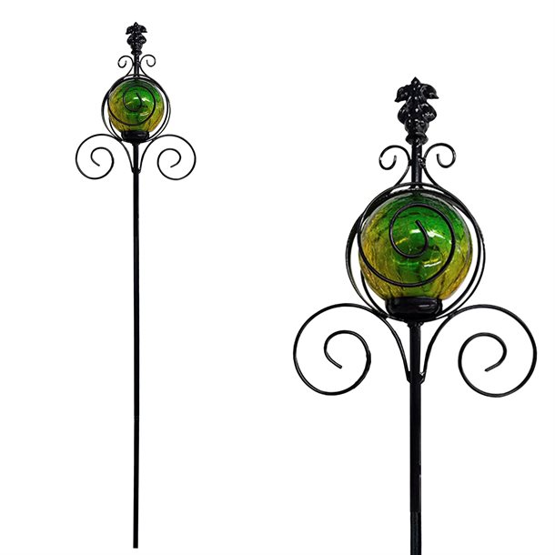 eZsolar Dekorativ skulpturel solcellelampe i victoriansk vintage stil med grønt lys. - Udendørsbelysning > Solcellelamper > Dekorationsbelysning - eZsolar - Spotshop