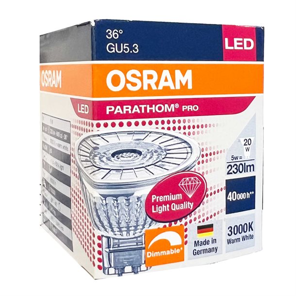 Osram dæmpbar LED GU5.3 glas spot med 230 lumen GU53230lum