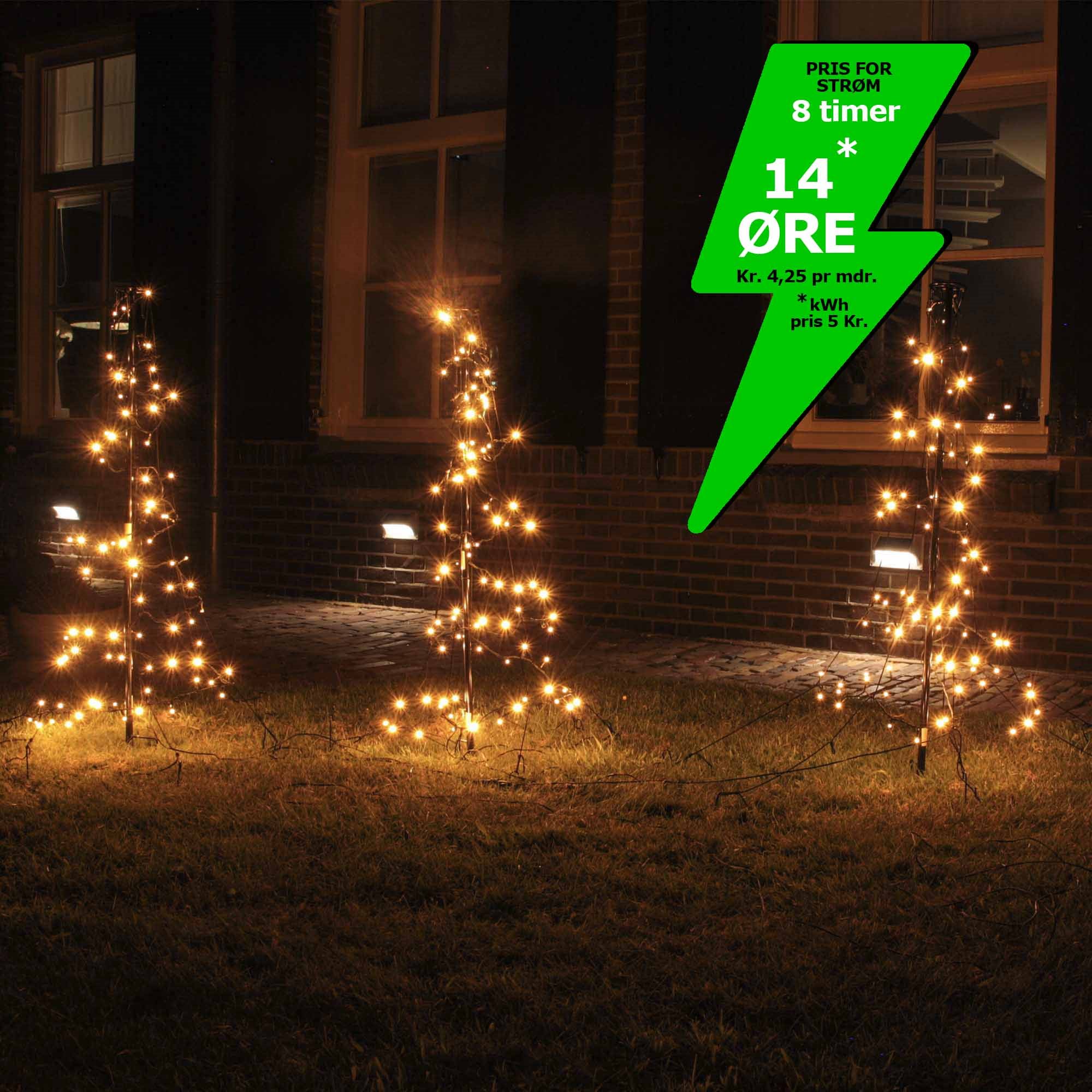 fiktiv Lighed Sammenlignelig 3 stk. LED juletræer på 1 meter med 240 LED'er i varm hvid, inklusiv stænger,  pløkker og timer