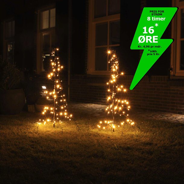 2 stk. LED juletræer på 1,5 meter med 280 LEDâ€™er i varm hvid, inklusiv stænger, pløkker og timer - Jul og vinter > Dekorationsbelysning udendørs - Imhof & Stevens - Spotshop