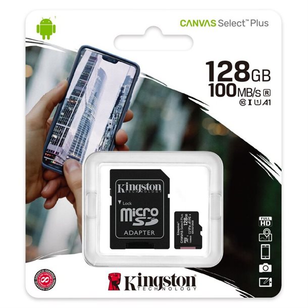 Se Micro SD Kort - 128GB - Hukommelseskort - Adaptor - Kingston SDCS2 hos SPOTSHOP.DK