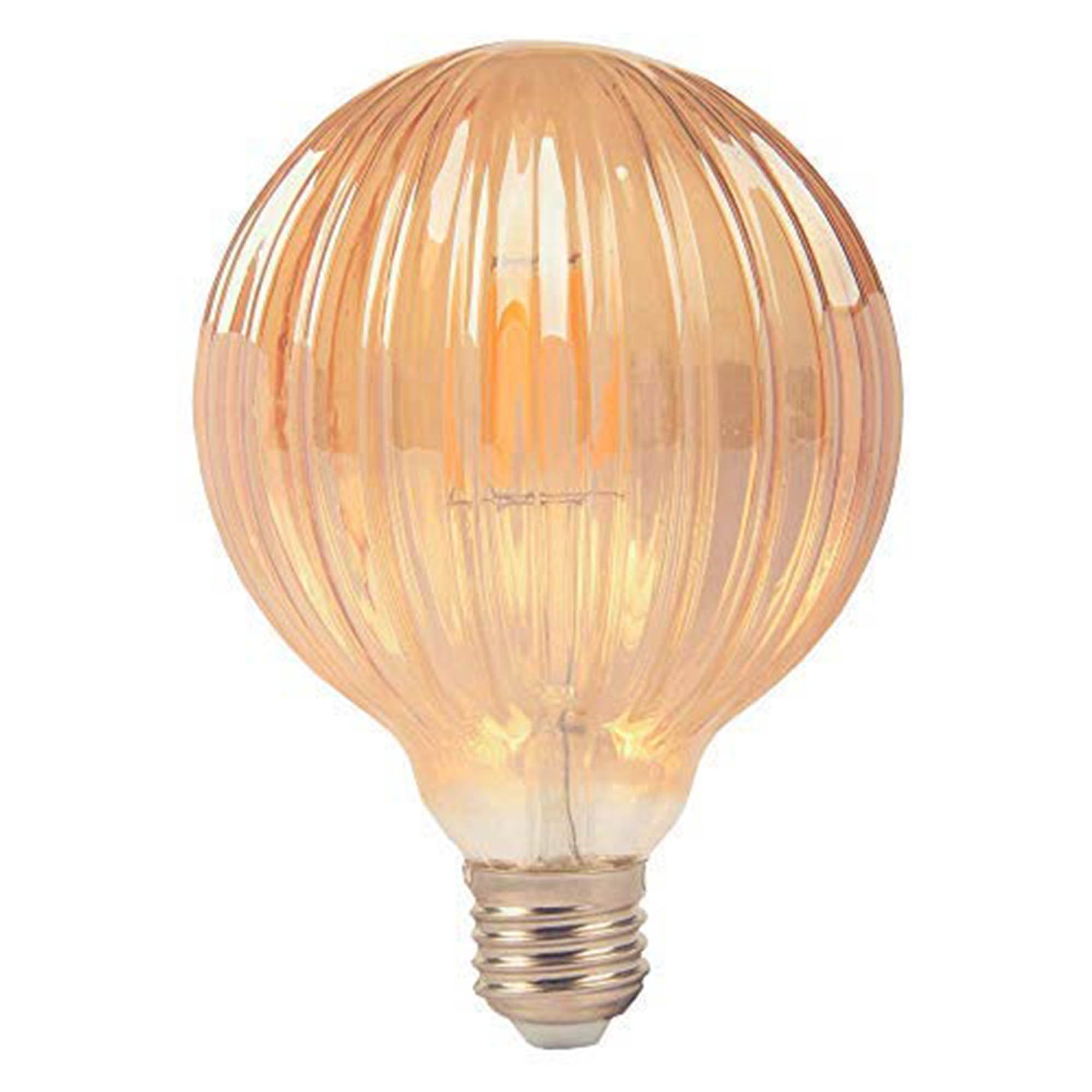 Løve Sæt ud Ambitiøs KRYSTAL 4W dekorativ globe 95 i rillet vintage design - Filament LED-pære  360-400 lumen
