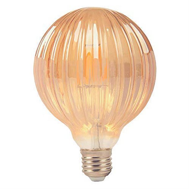 KRYSTAL 4W dekorativ globe 95 i rillet vintage design - Filament LED-pære 360-400 lumen