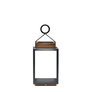 Coco hybrid lanterne fra SUNS til sol og strøm i teak og antracit farvet aluminium - str. small