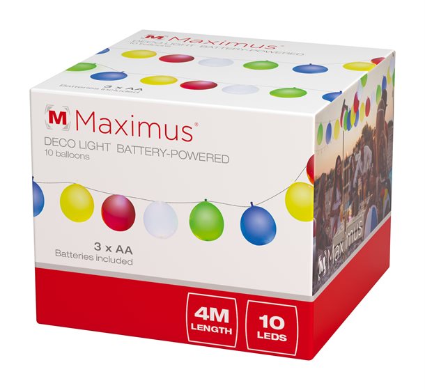 Maximus ballon-lyskæde, med 10 LED balloner