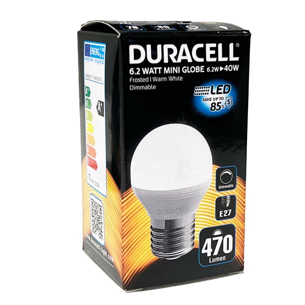 Duracell E27 MINIGLOBE 6,2W 470lm M210D27C1