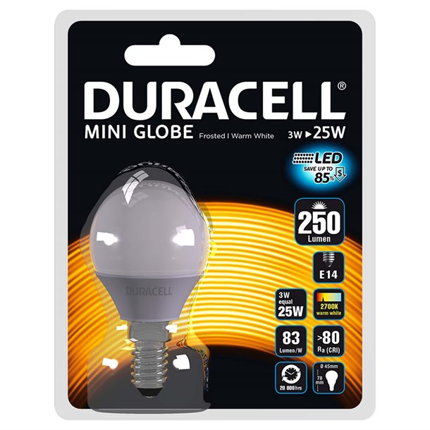 Duracell® LED-krone - hvid E14 250 lumen M25F2N14B1